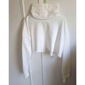 Nonchalant label womens Large Cropped Sweater Winter White Funnel Mock Neck